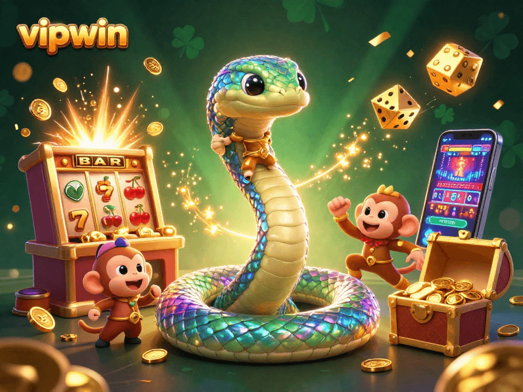 Win big at vipwin with vibrant 3D gaming elements, showcasing a dynamic casino experience.
