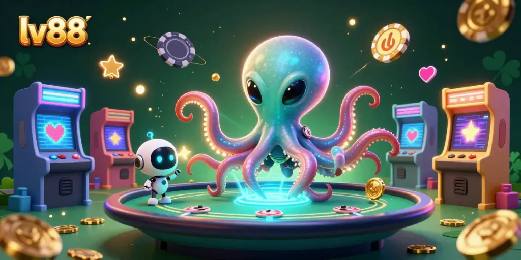 Engage in thrilling gameplay with lv88, where an alien octopus hosts mesmerizing poker.