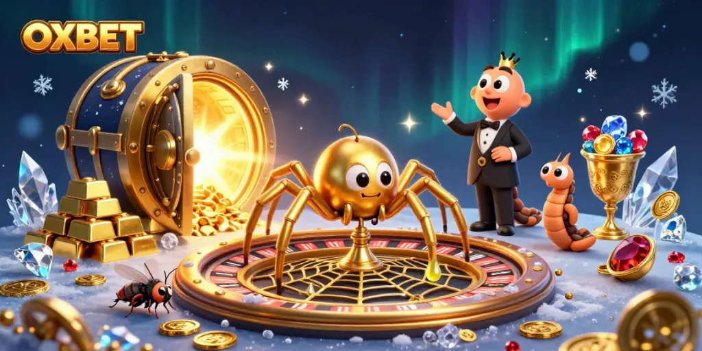 Spin and win at OXBET with a captivating casino scene of a golden web roulette.