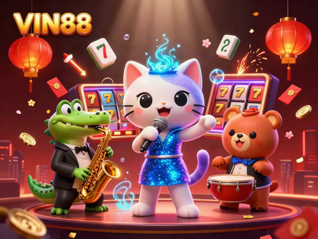 Spin thrilling slot reels and jackpot counters while enjoying VIN88's vibrant casino entertainment.