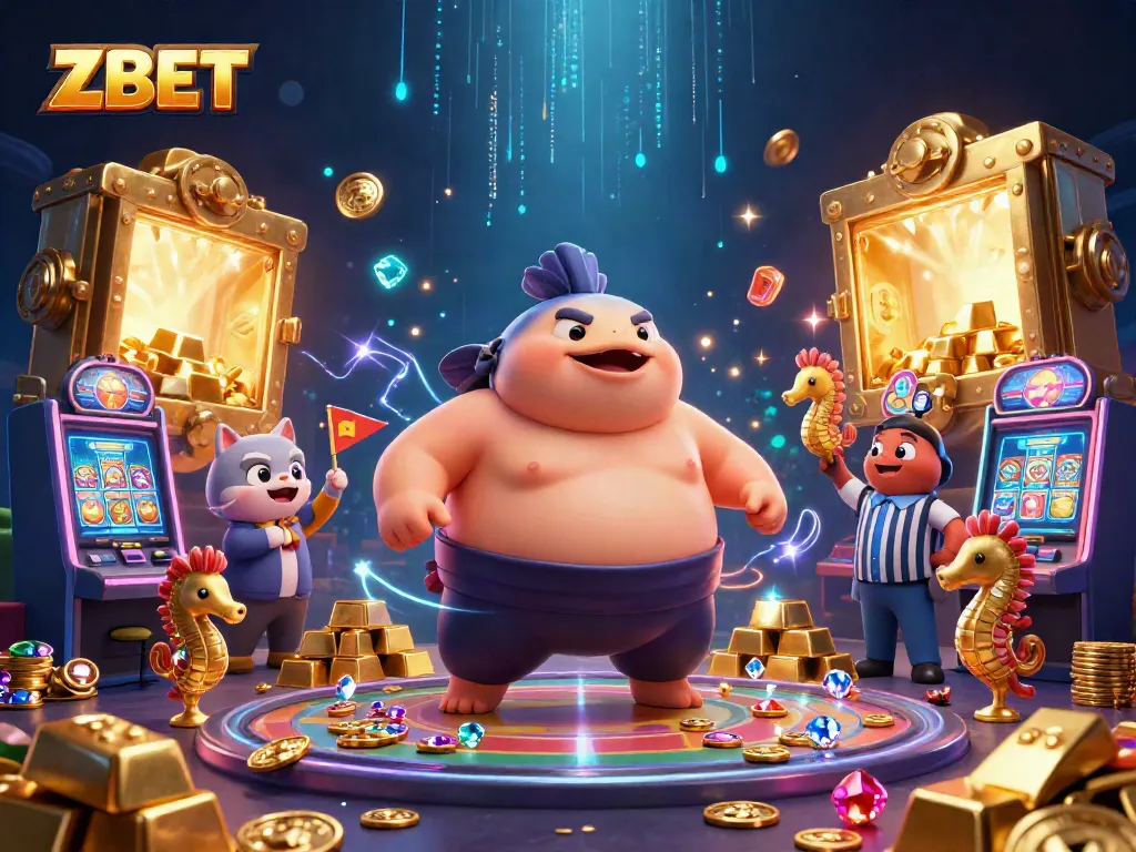 Engage in the vibrant world of ZBET where a fugu and catfish referee lead an underwater slot game adventure.