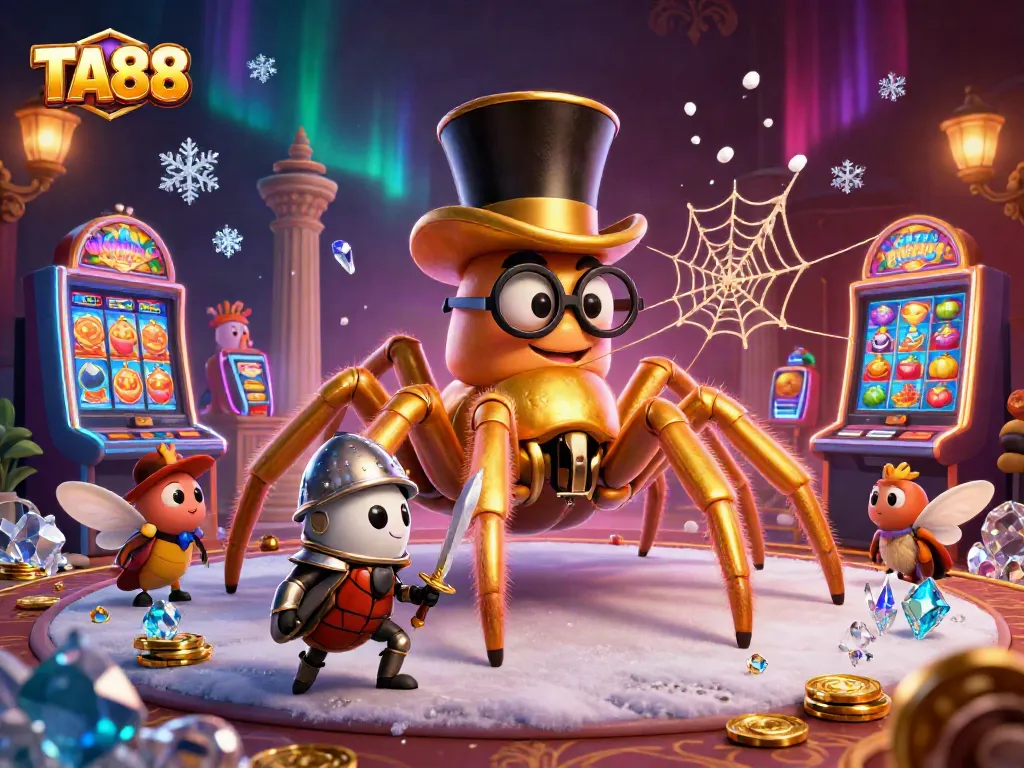 Experience the thrill of TA88 through a playful, animated casino scene with symbols of luck and bravery.