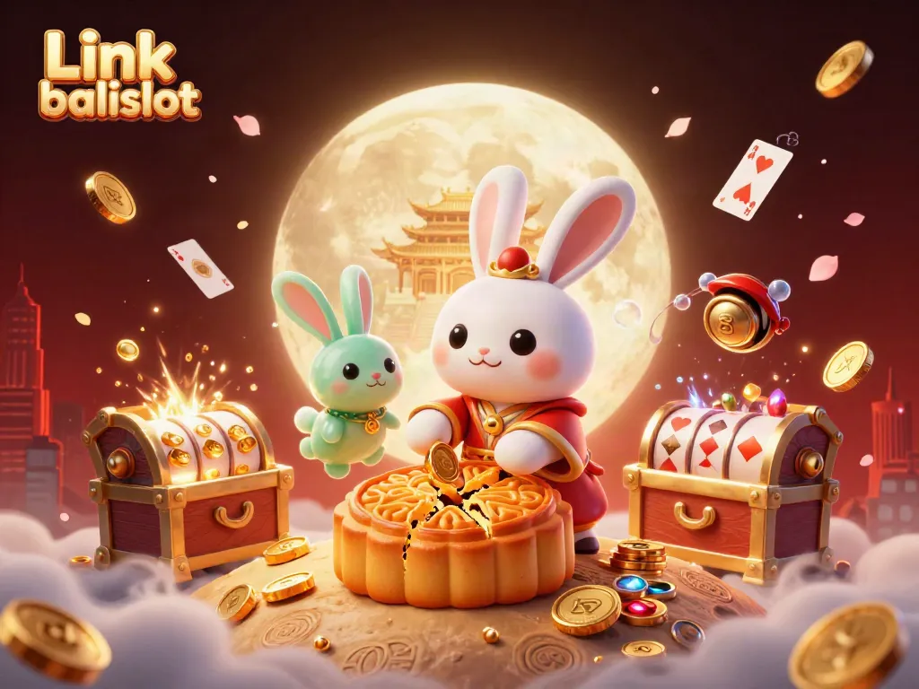 Spin and win with Link balislot in a vibrant 3D casino scene filled with poker chips and slot reels.