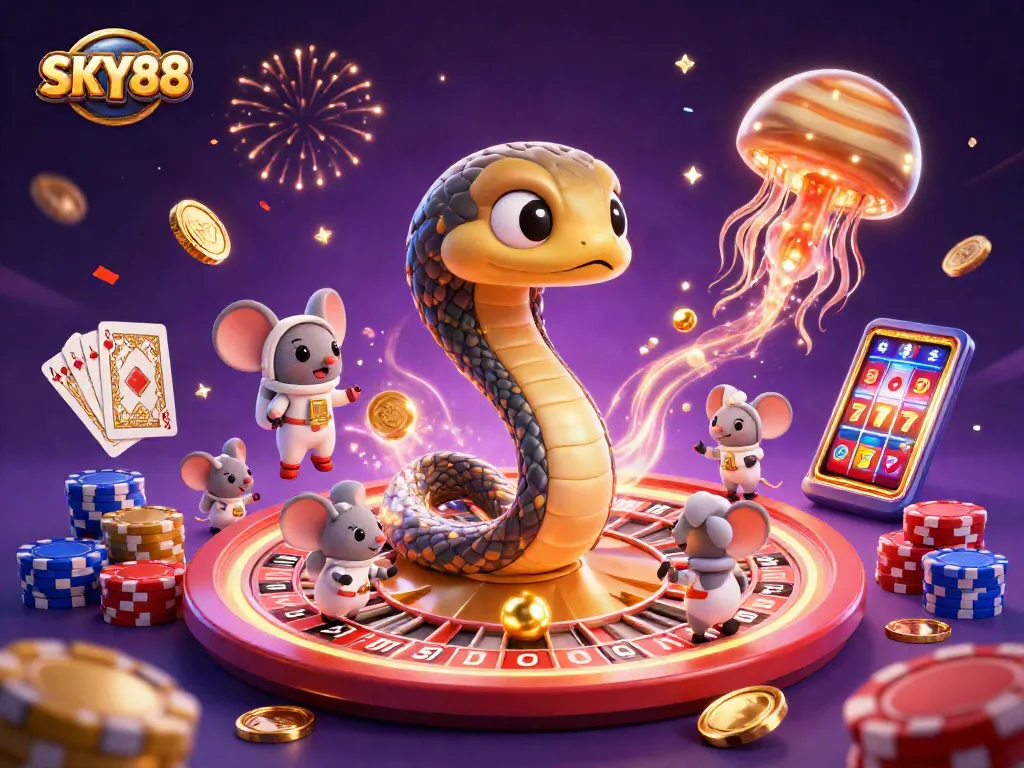 Engage with the SKY88 universe where gaming meets cosmic adventure, featuring dynamic characters and casino elements.
