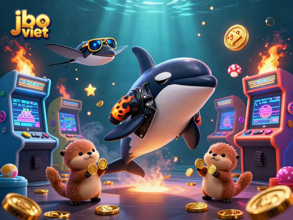 Join the excitement at jbo viet with a playful display of sea creatures and casino elements.