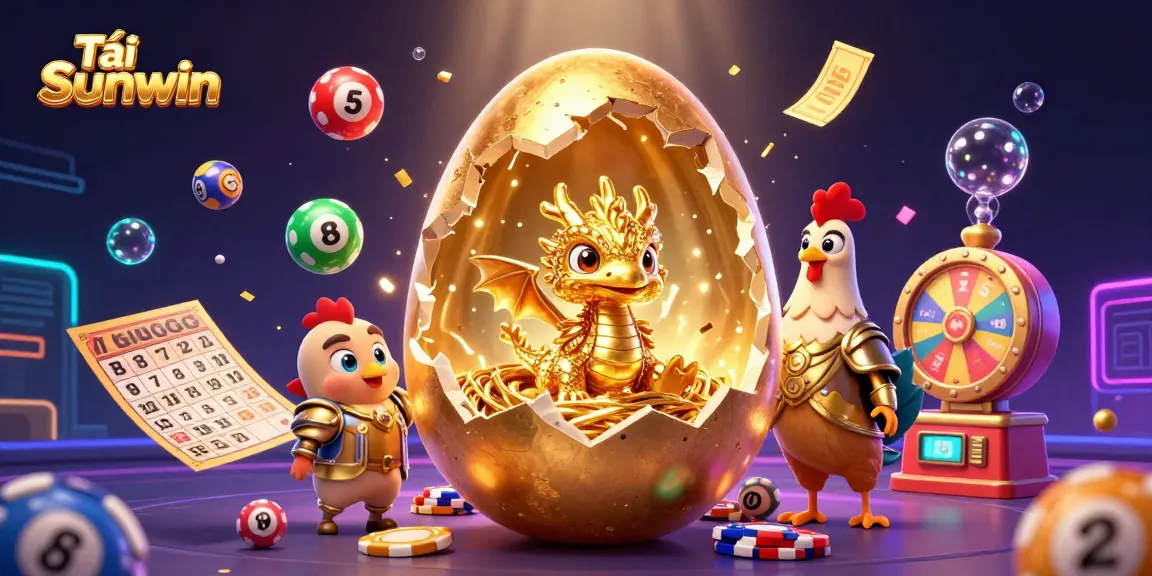 Play exciting games with Tải Sunwin, featuring a magical scene of a golden dragon and casino elements.