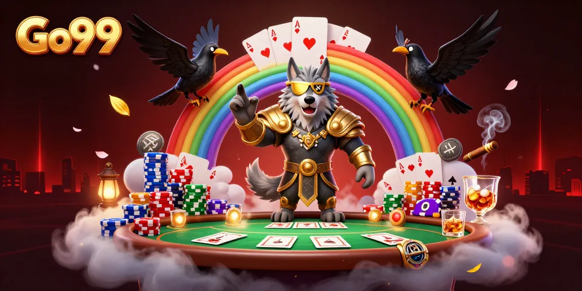 Engaging scene showcasing Go99 with Odin, ravens, and vibrant casino elements.
