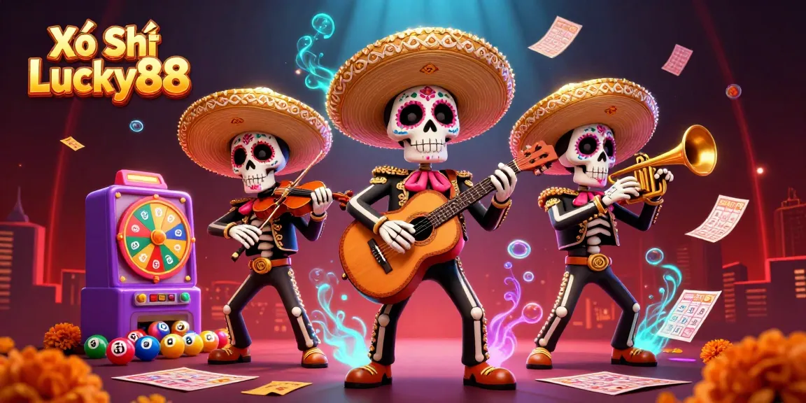 Xổ Số Lucky88 lottery excitement showcased with animated mariachi characters and colorful game elements.