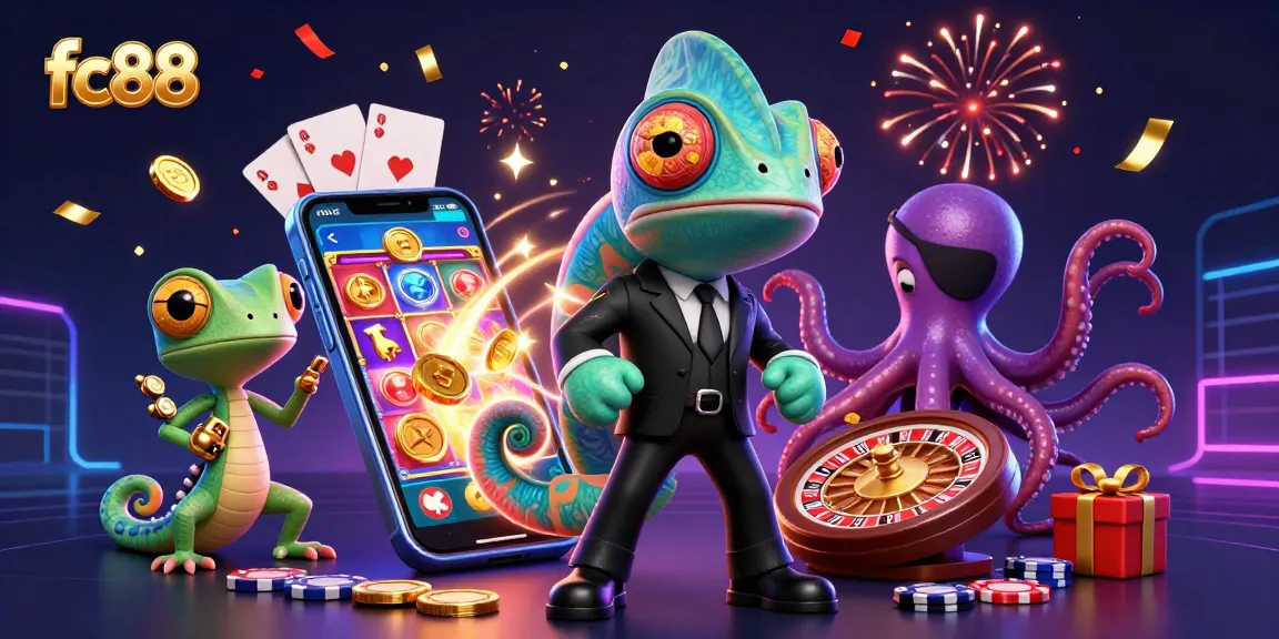 Experience thrilling gameplay with fc88 featuring vibrant gambling elements and dynamic characters in a captivating 3D scene.