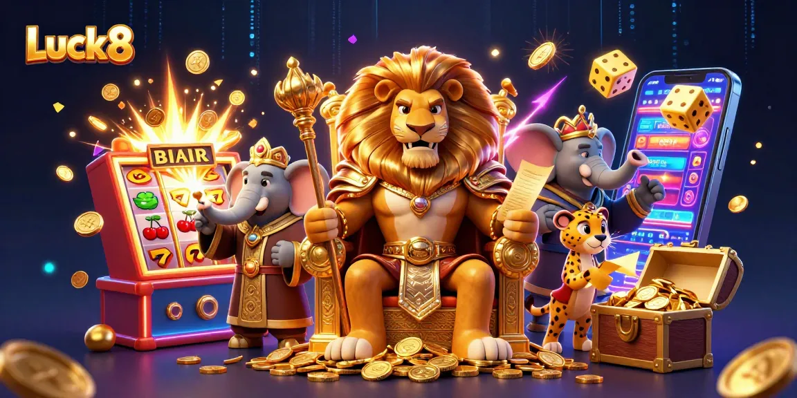Experience thrilling jackpot excitement with Luck8 in this vibrant casino scene rich with characters and gaming energy.