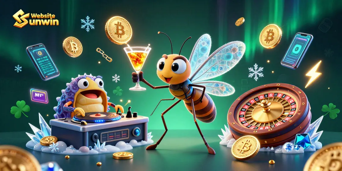 Engage with Website Sunwin's vibrant casino scene showcasing characters and crypto elements.