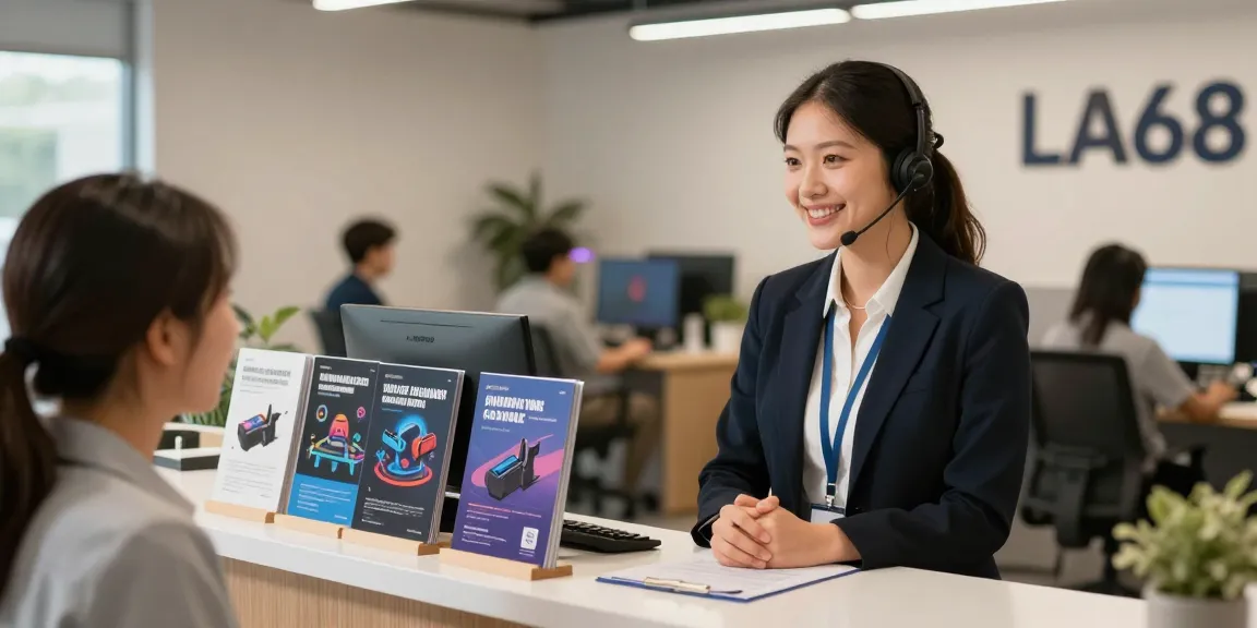 LA68 trusted online service provider engaging with clients in a professional setting.