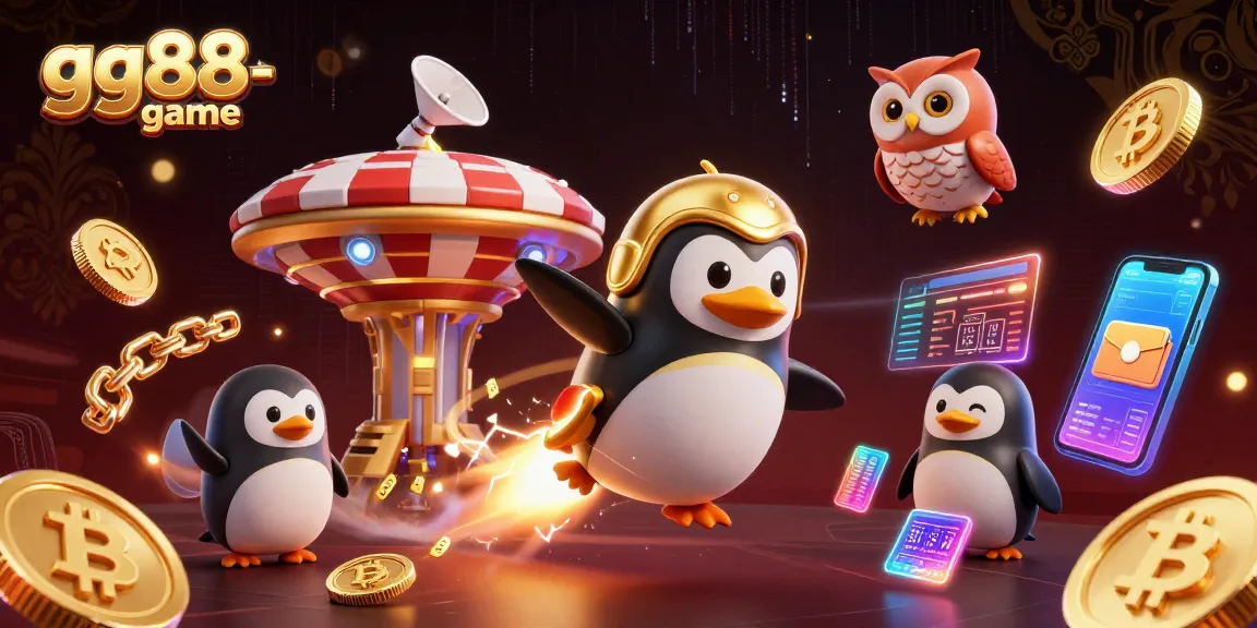 Experience the thrill of gg88-game with our dynamic casino illustration showcasing vibrant characters and crypto elements.