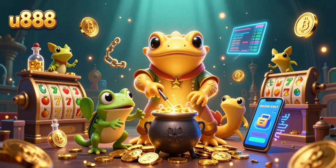 Play exciting games at u888, featuring a vibrant scene of enchanting alchemy and gold coins.