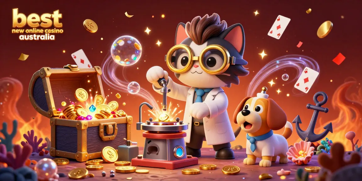 Experience the thrill of the best new online casino australia with a vibrant 3D illustration showcasing winning moments.