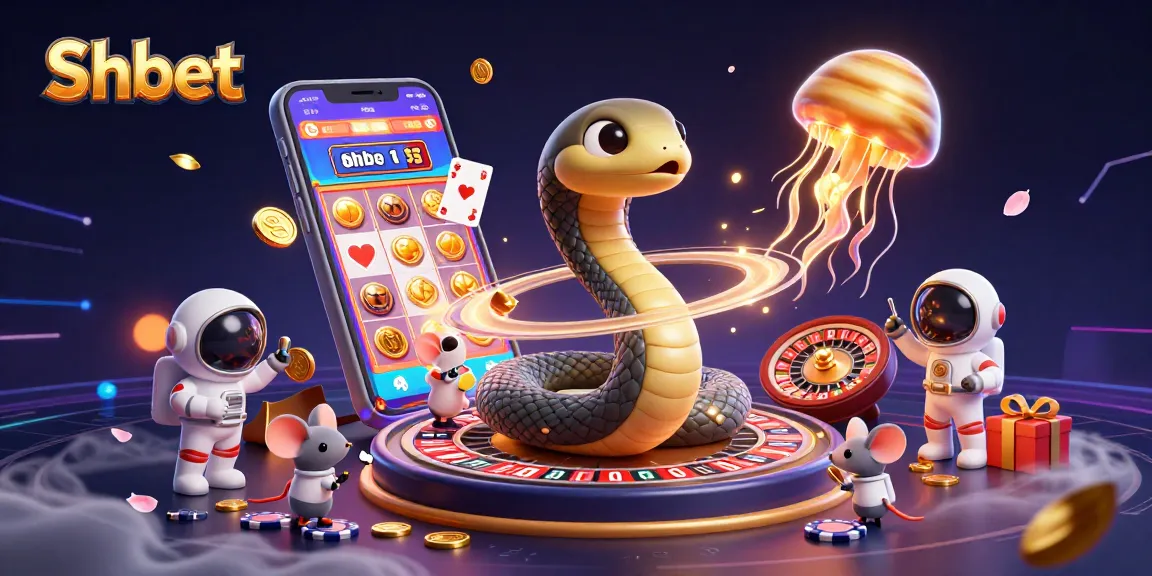 Experience Shbet with cosmic fun as gameplay comes alive in a dazzling 3D casino-themed illustration.
